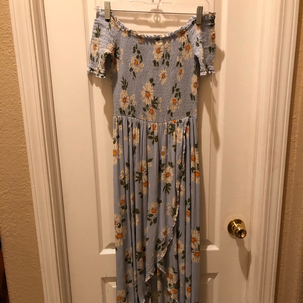 Forever 21 Blue Floral Off The Shoulder Maxi Dress